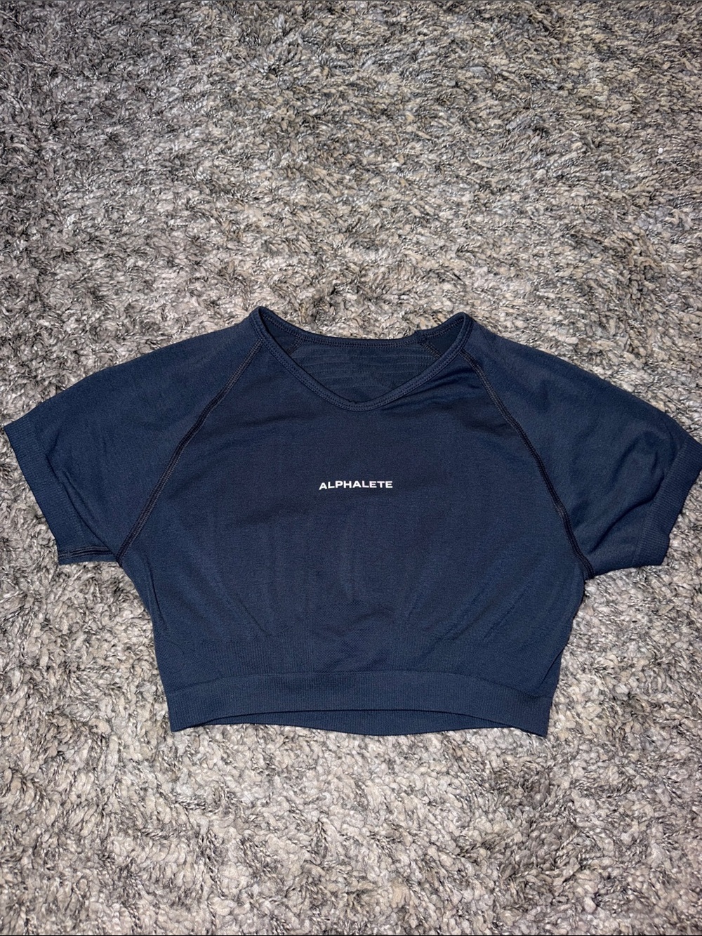 Alphalete Dark Navy Cropped Seamless Athletic Tee